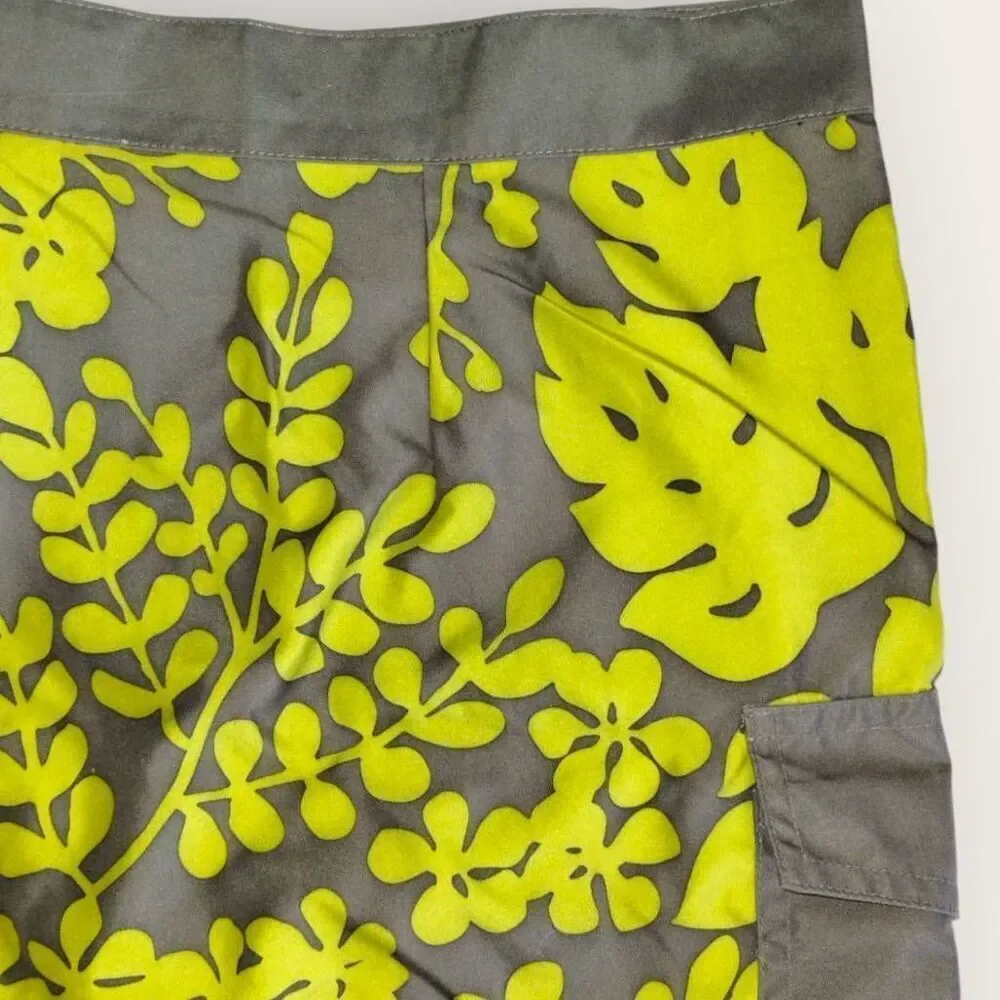 J‎ Crew Mens Swim Trunks Sz 38 Green Grey Hawaiian Swimsuit Drawstring Sport